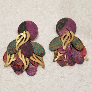 Vintage Metal and Pastel color earrings post style